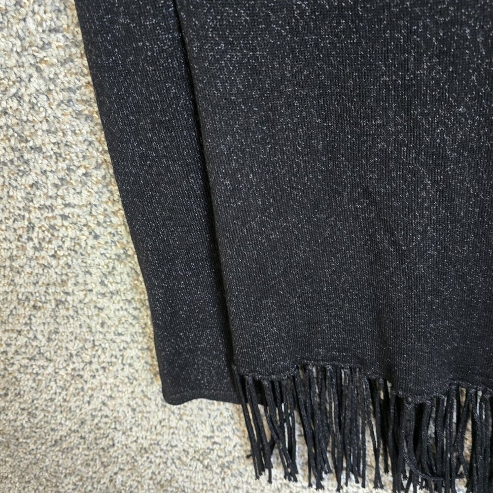 White House Black Market Top Womens Small Black Tunic Fringe Casual Ladies - Picture 3 of 7
